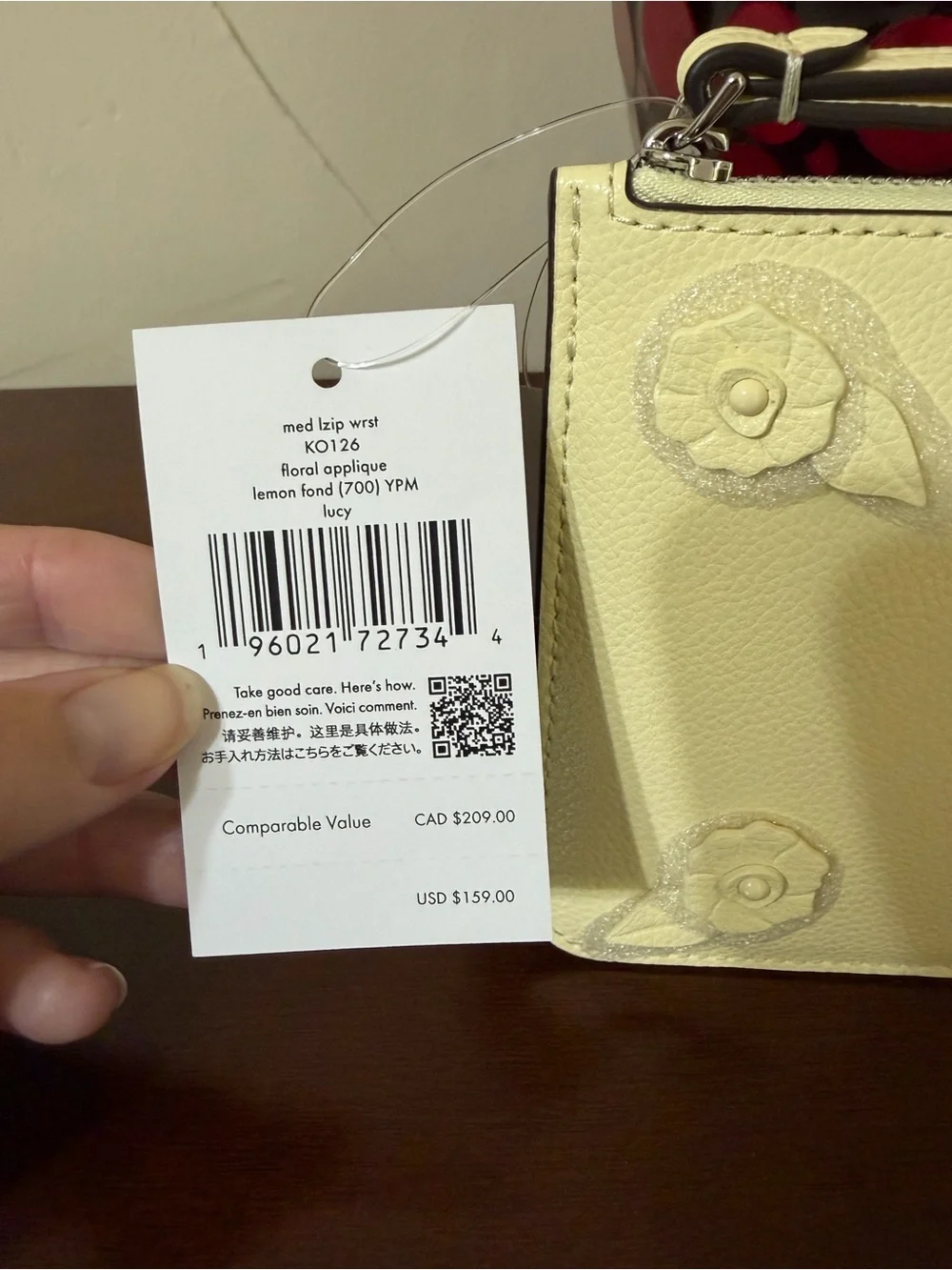 Kate Spade Lucy 3D Floral Wristlet in Lemon Fondant MSRP $159